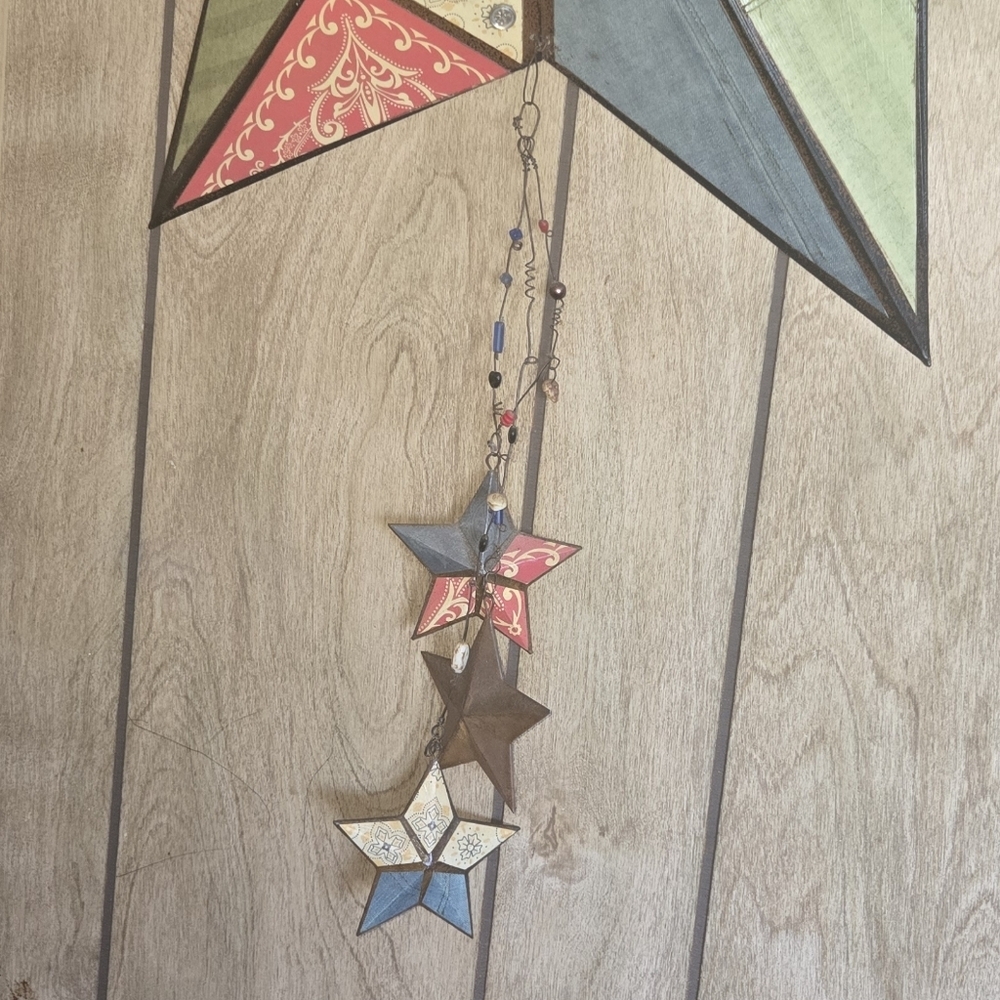 Vintage Farmhouse-style Barn Star Calico Galvanized Welcome Sign - Picture 5 of 7